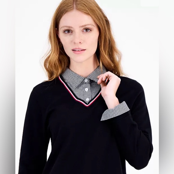 Tommy Hilfiger sweater with faux dress shirt underneath - Picture 2 of 8